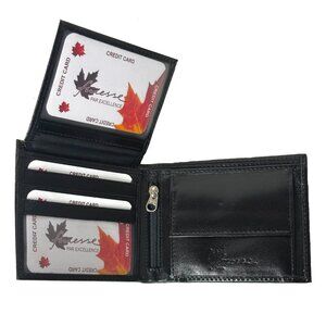 Genuine Cowhide Leather Men's RFID Wallet  Black# 4544